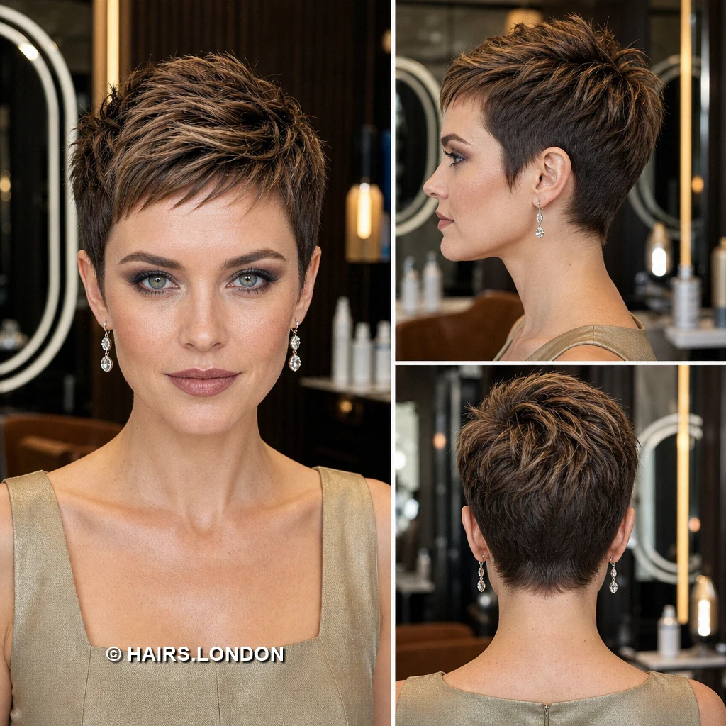 Ash blonde crop with airy crown pixie haircut