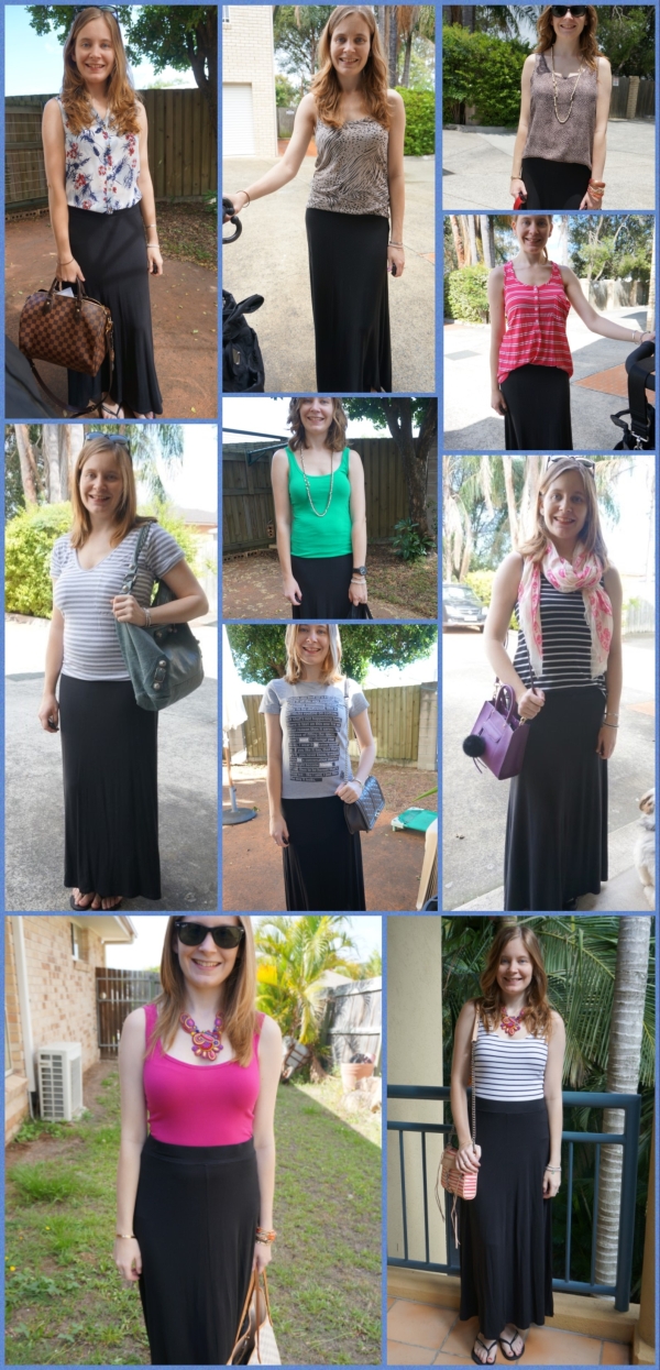Black jersey maxi skirt in ten more everyday ways