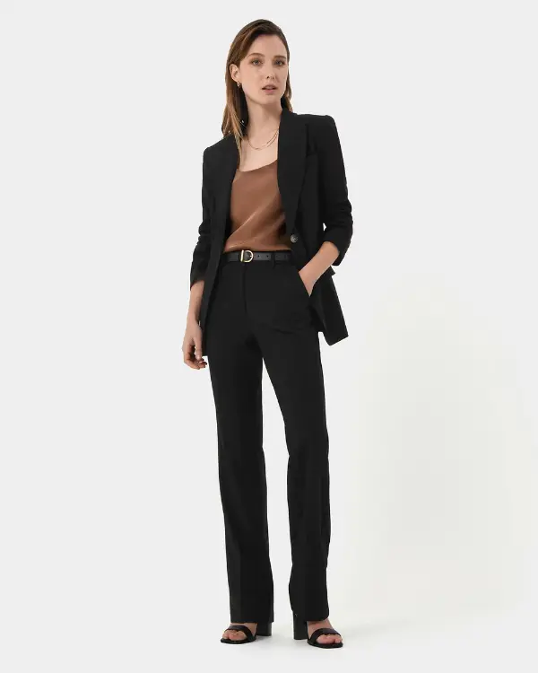 Oversized Black Blazer with High-Waisted Trousers black outfit