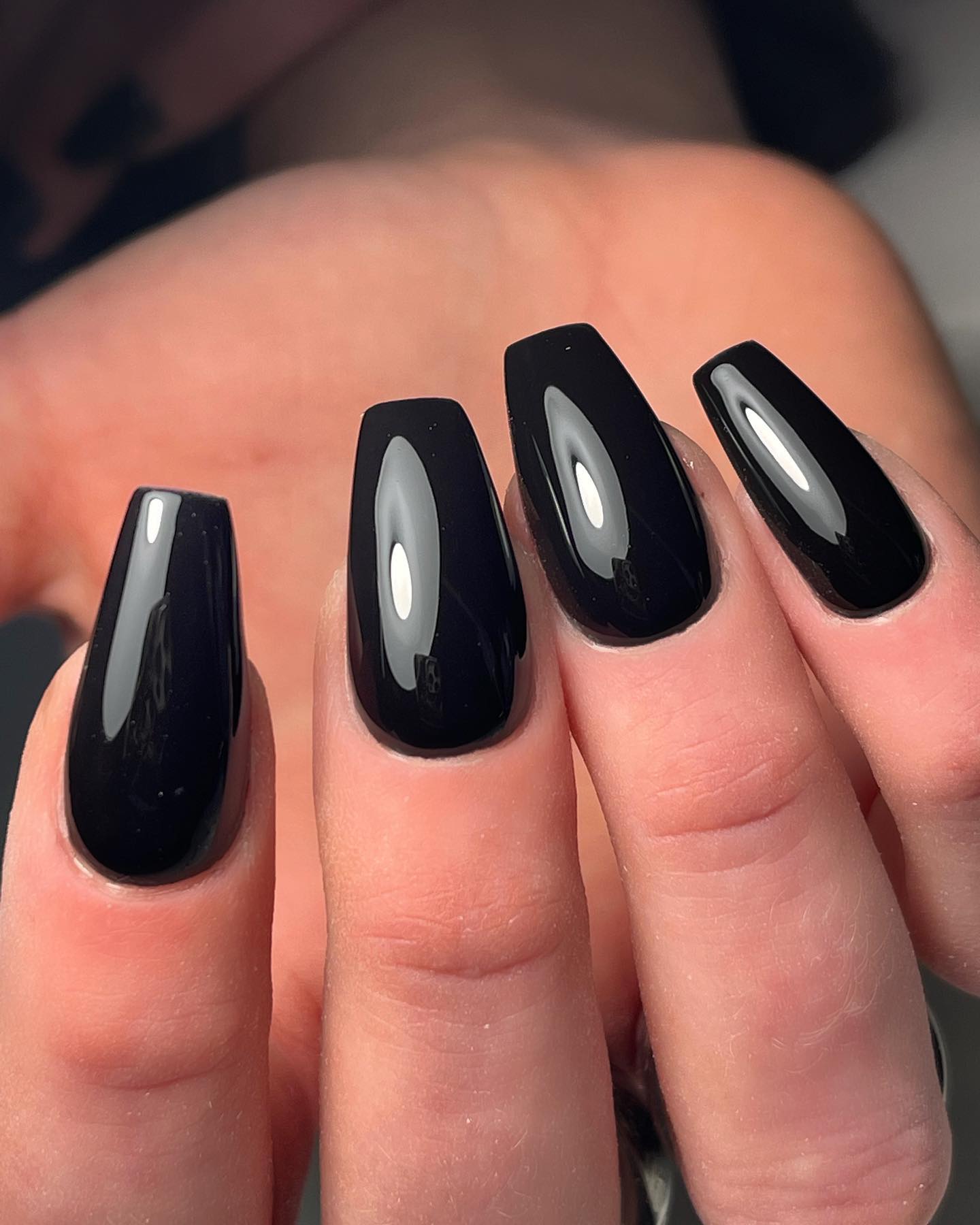 Classic Jet Black Coffin Nails photo