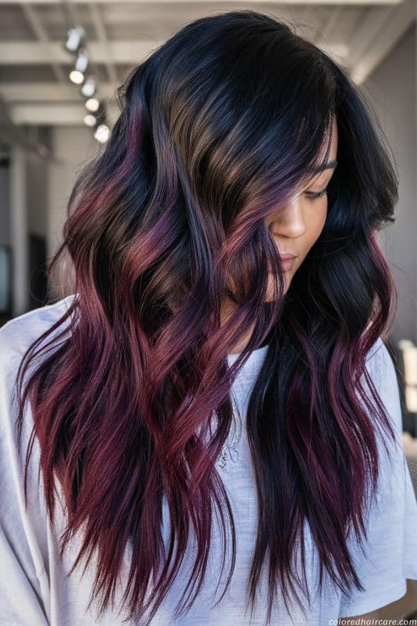 Black Hair with Subtle Mahogany Shine