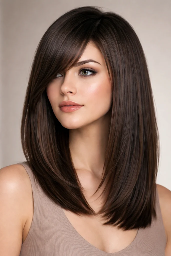 Side Bangs with a Lob hairstyle