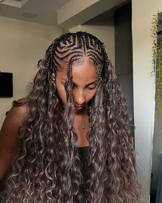 Long Boho Fulani Braids with Loose Wavy Strands Fulani braids hairstyle