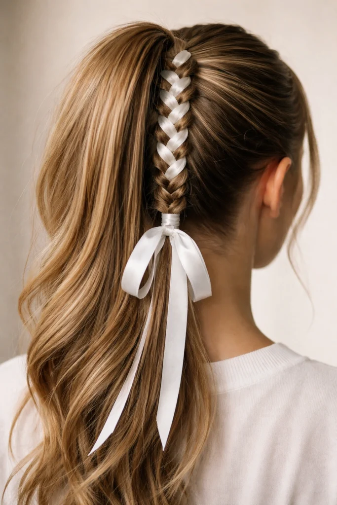 Ribbon-Tied Ponytail