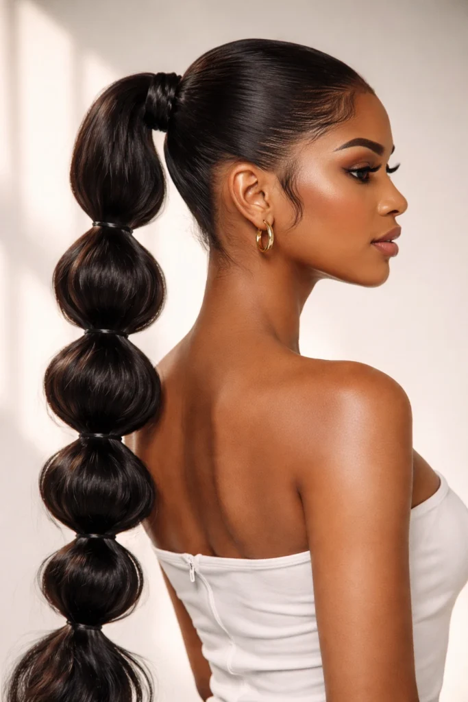 Bubble Braid Ponytail Christmas hairstyle