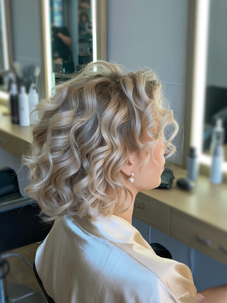 Champagne blonde curls curly hair dye