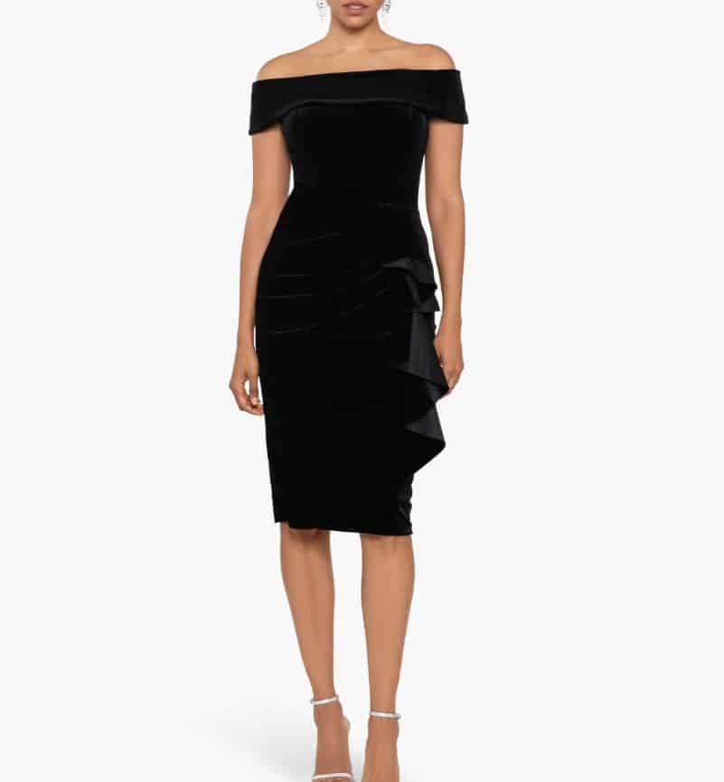 Classic Black Velvet Cocktail Dress christmas party outfit