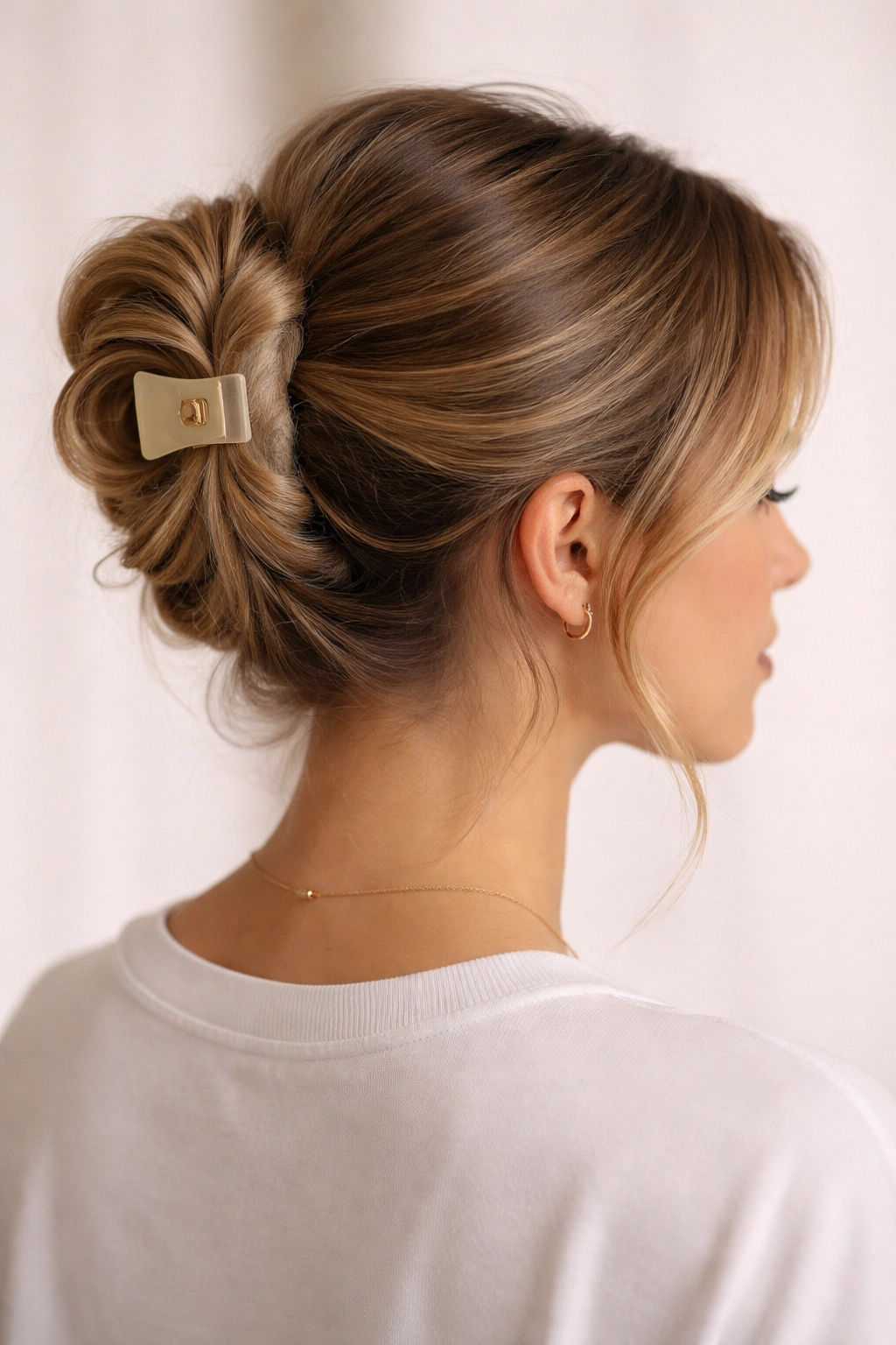 Black claw clip updo hairstyle
