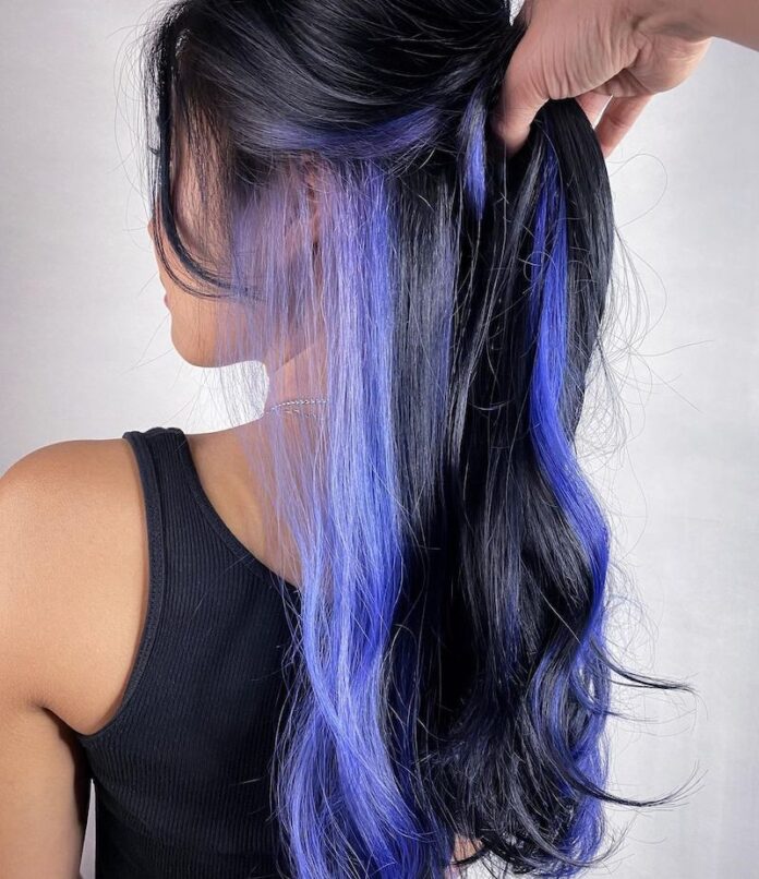 Blue Peekaboo Highlights hairstyle photo
