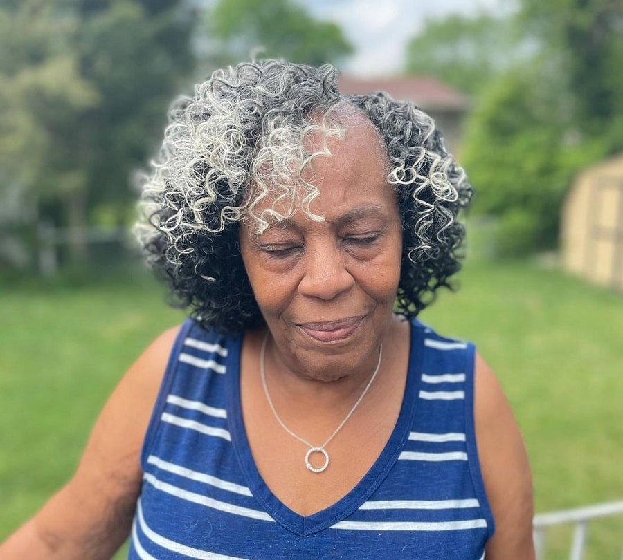 Crochet bob with light curly highlights