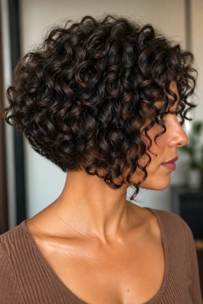 Curly Inverted Bob stacked bob haircut