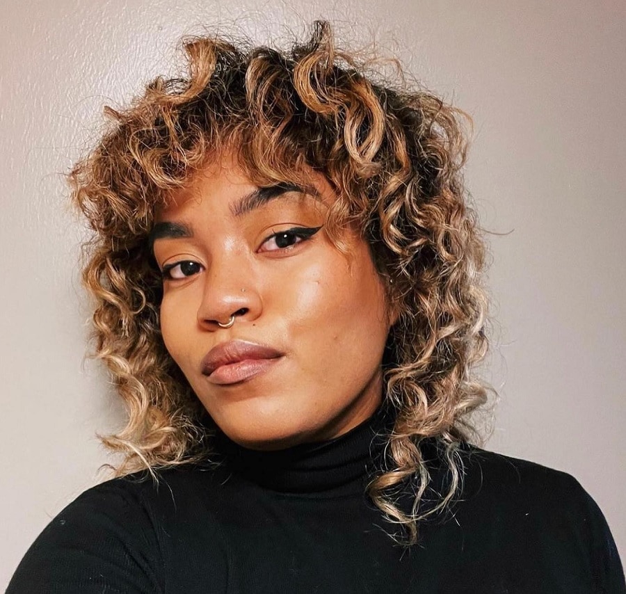 Caramel ringlet wolf cut wolf cut curly hair