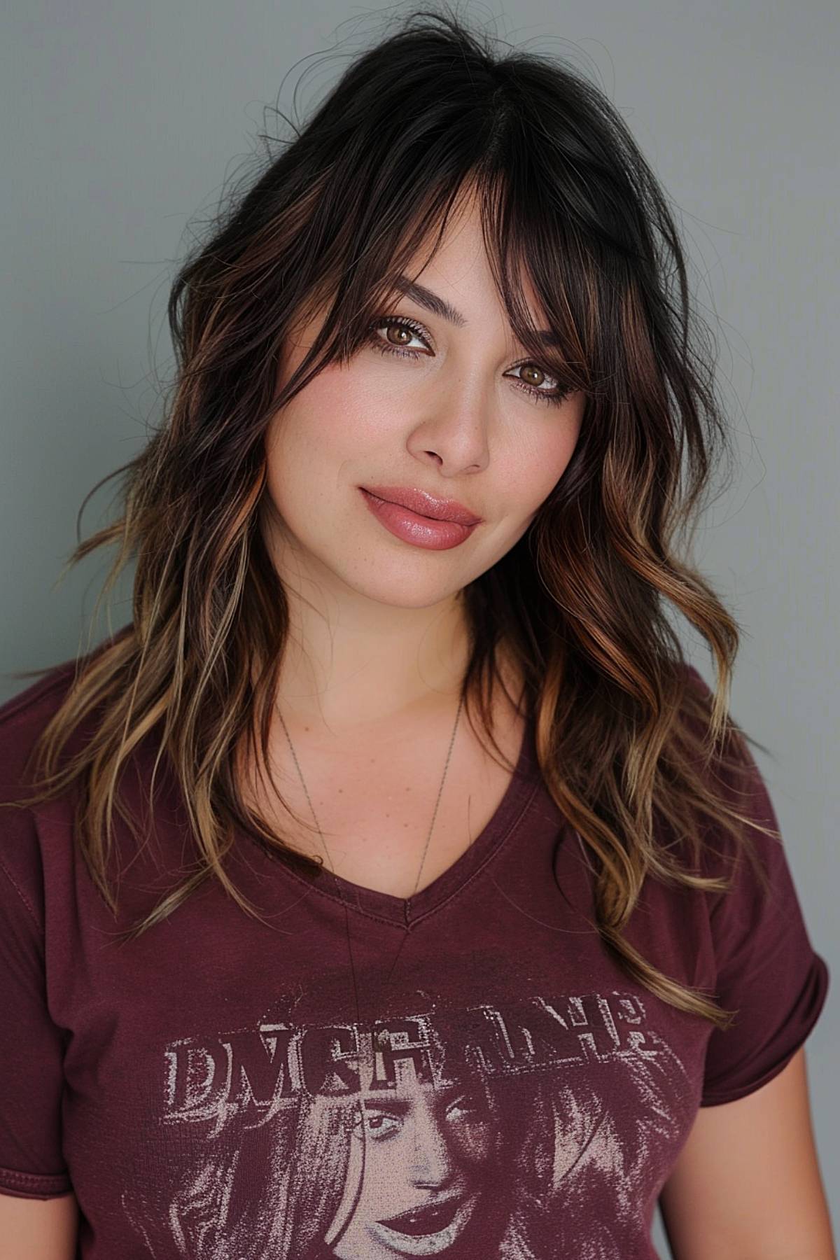 Shoulder-Length Layers with Blonde Highlights and Face-Framing Pieces wavy hair hairstyle