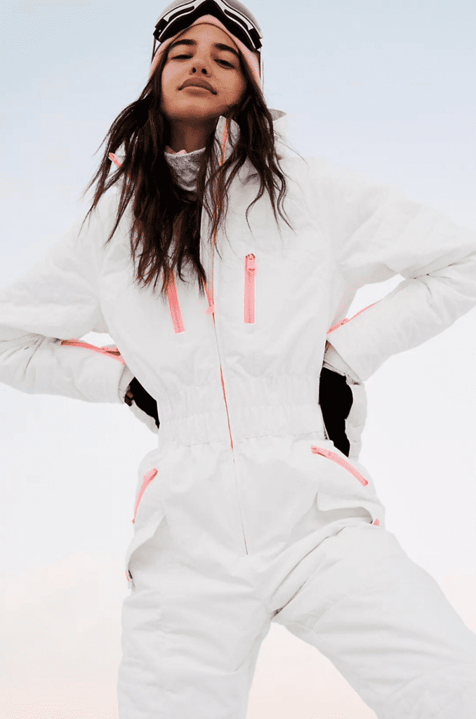 Fitted Waterproof Ski Suit with a Hood skiing outfit