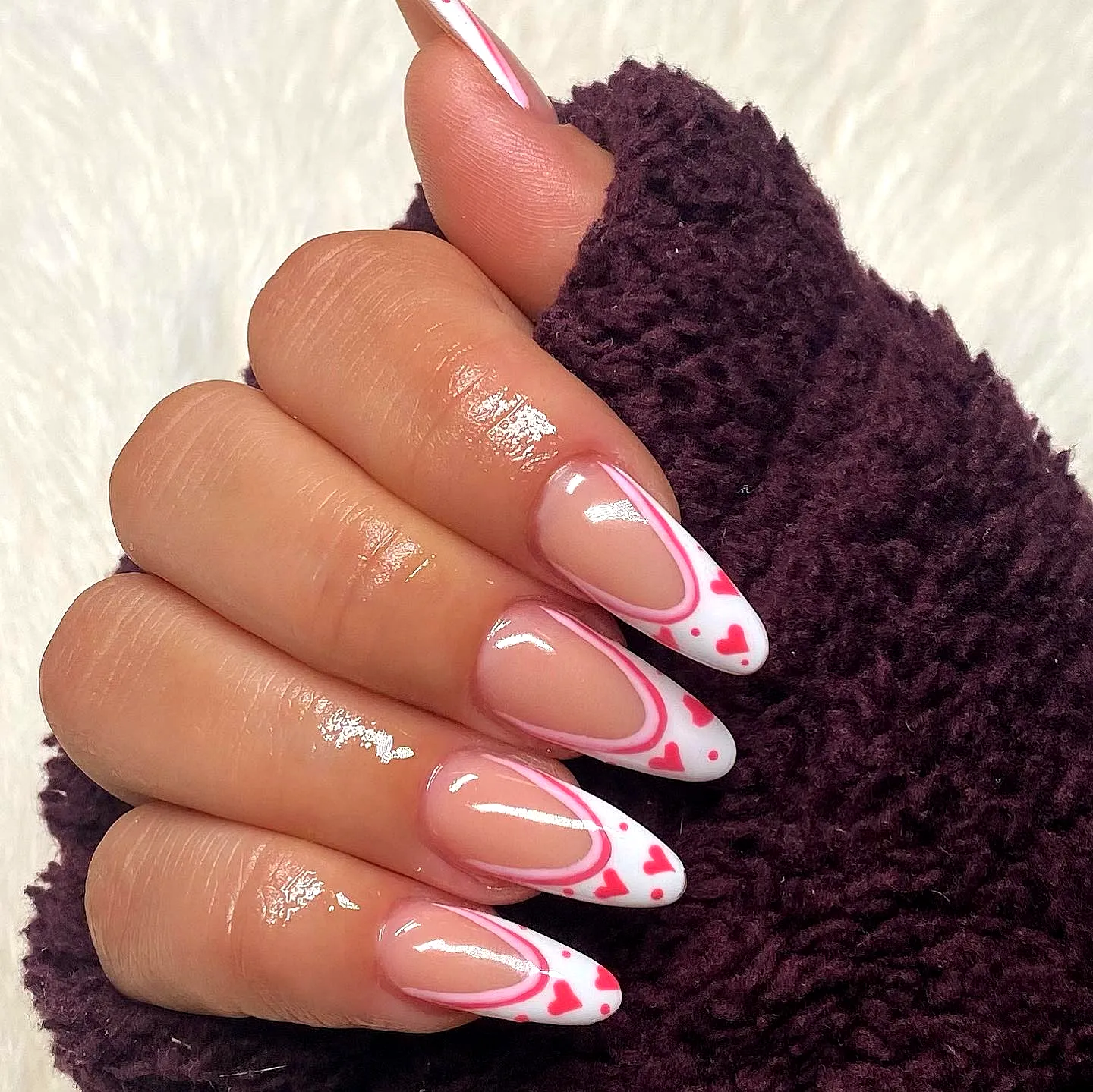 Pink heart nail art