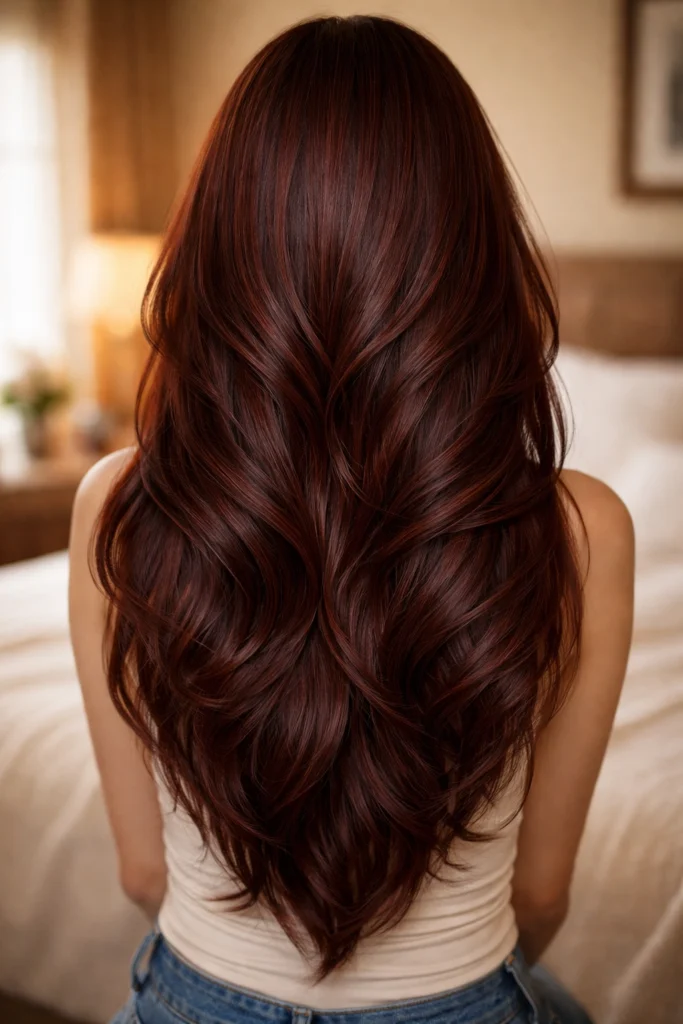 Auburn infused copper brown hair color