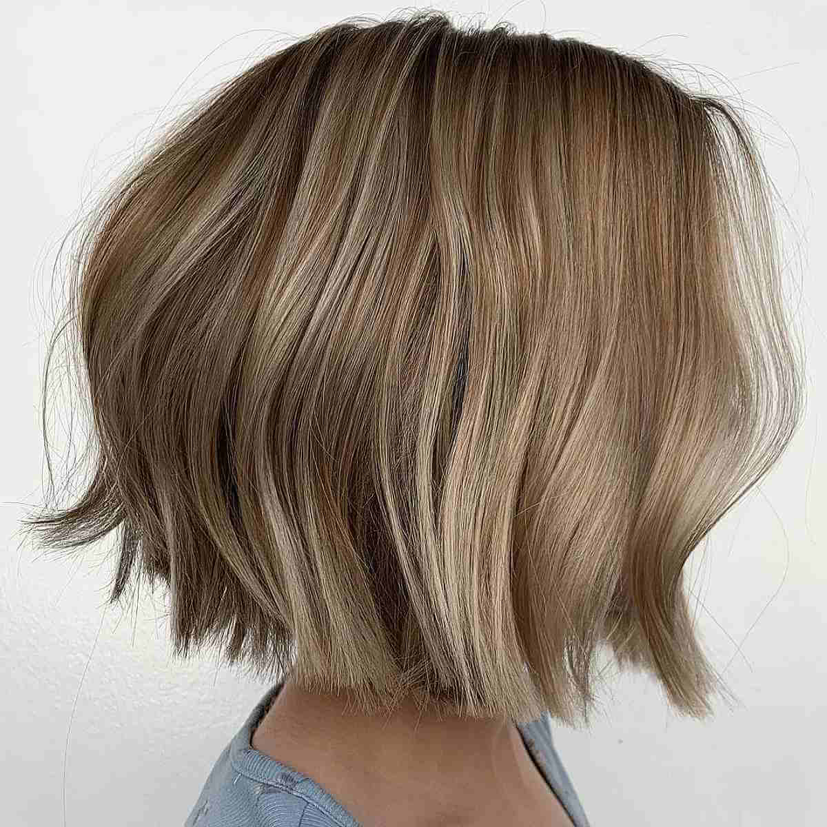Dark Blonde Blunt Bob with Choppy Layers Through the Ends layered bob haircut
