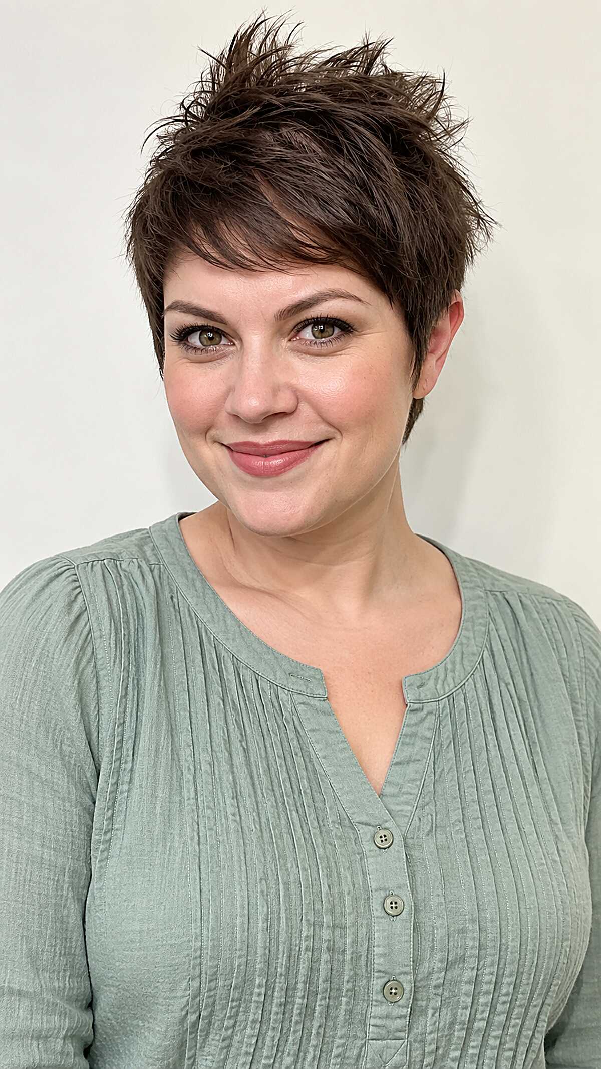 Dark Chocolate Tousled Spiky Pixie brown pixie haircut