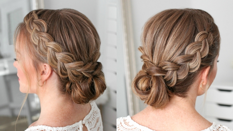 Prom hairstyle: double dutch braid updo