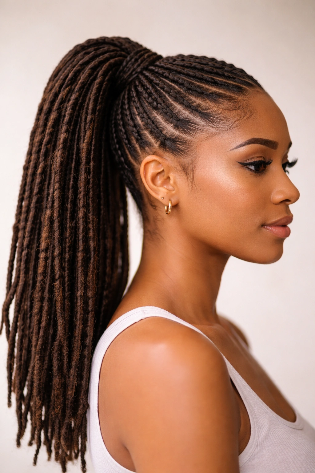 Loc ponytail with a cornrow front