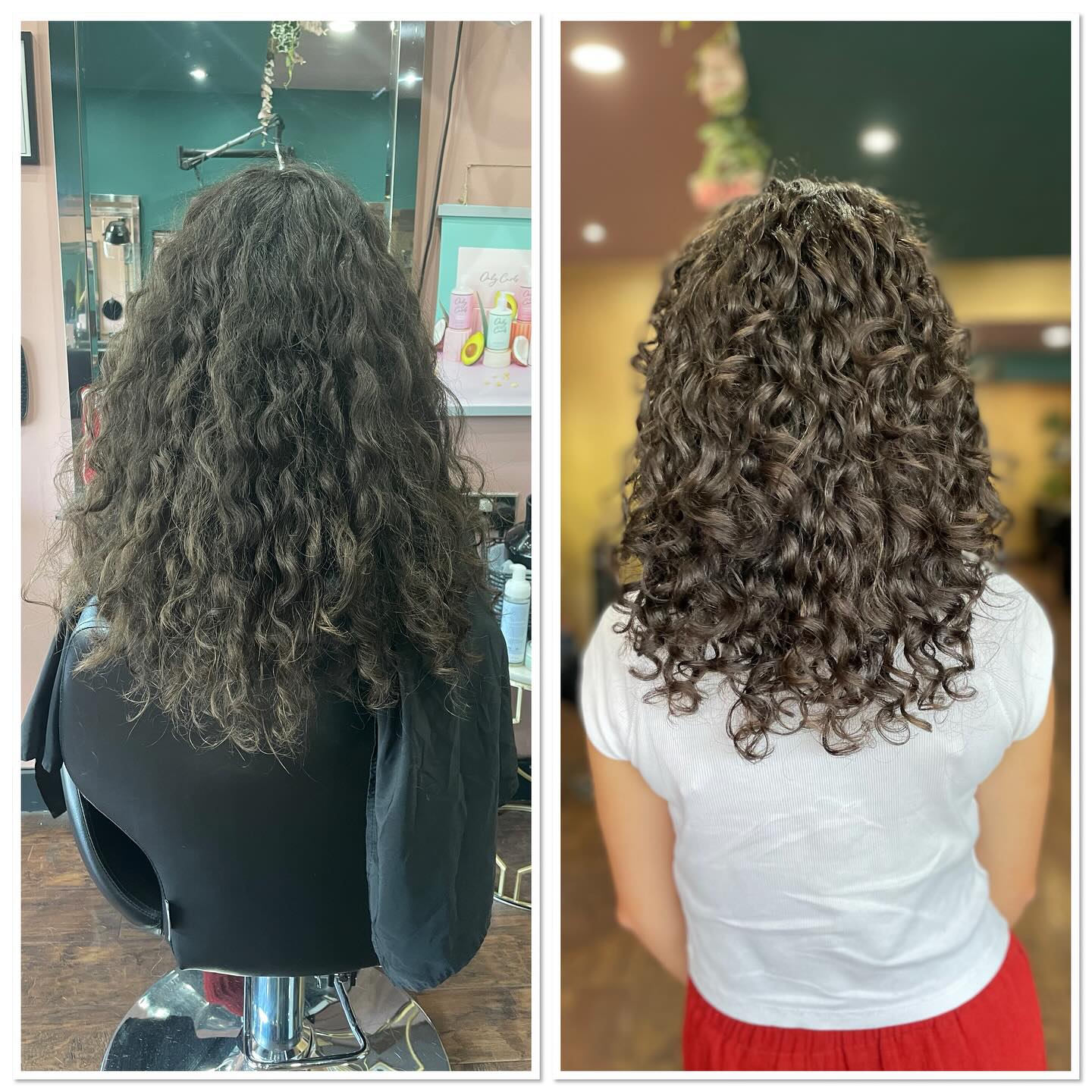 Dynamic curly layered cut with defined bounce