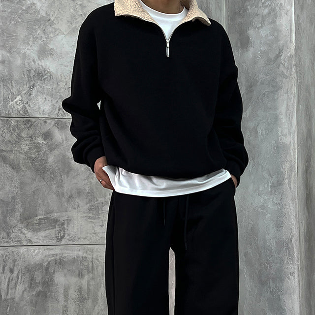 Black Fleece Bomber With Relaxed Trousers men's winter outfit