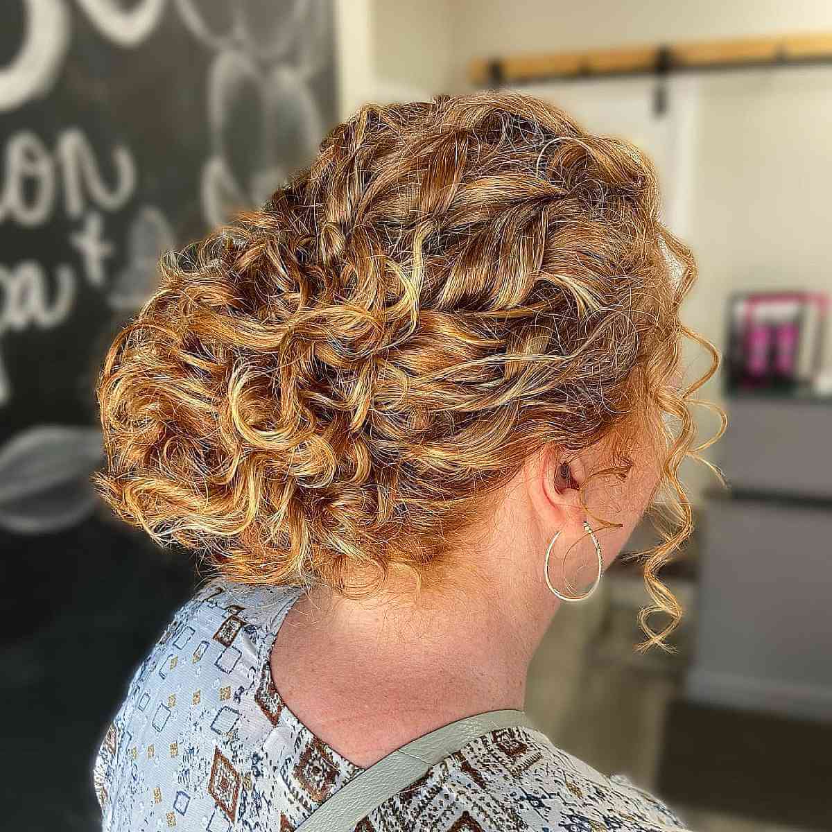 Enhanced natural curly updo