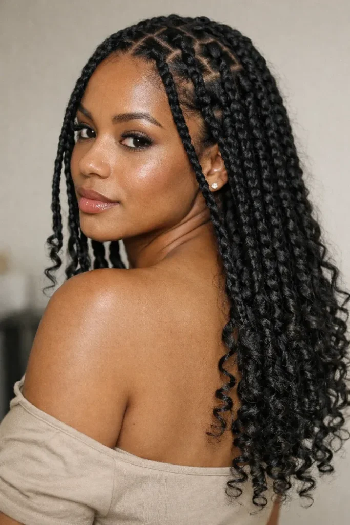 Goddess Braids with Curls - winter hairstyle