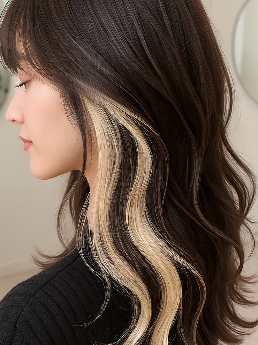 Side Bangs with Highlights hairstyle
