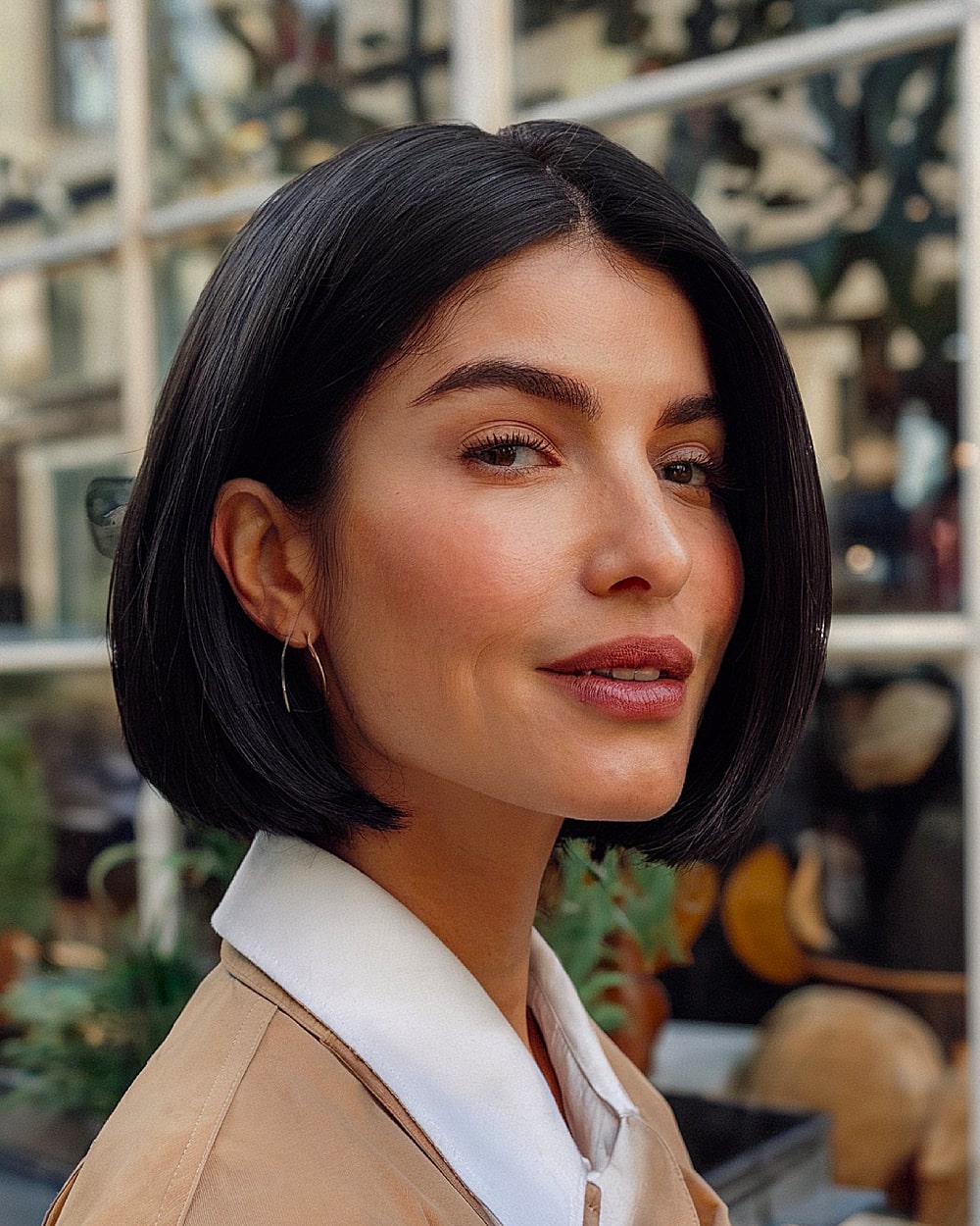 Sleek French bob with no bangs bob haircut