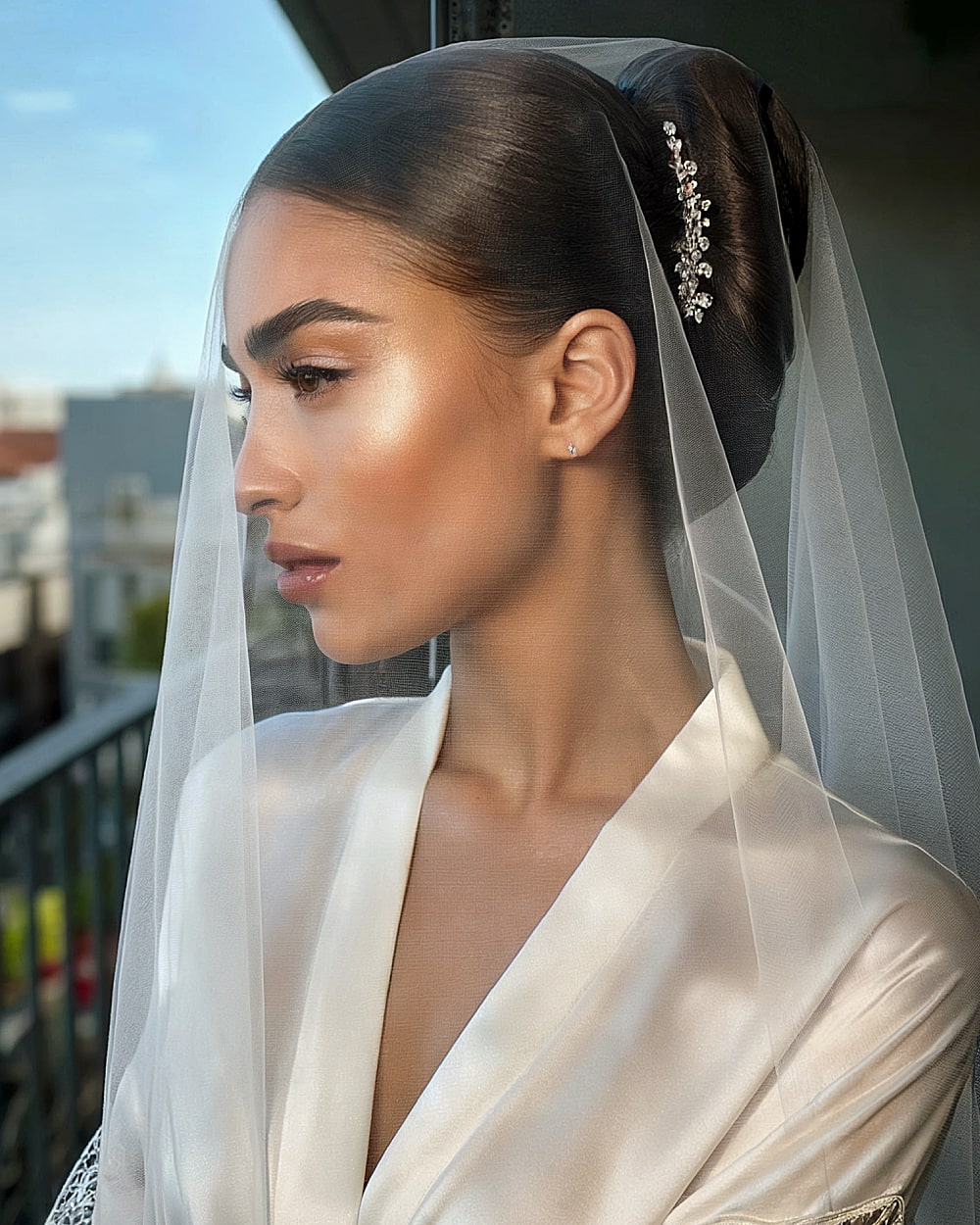 Textured Twist Updo with a Crystal Hair Accessory twist updo hairstyle