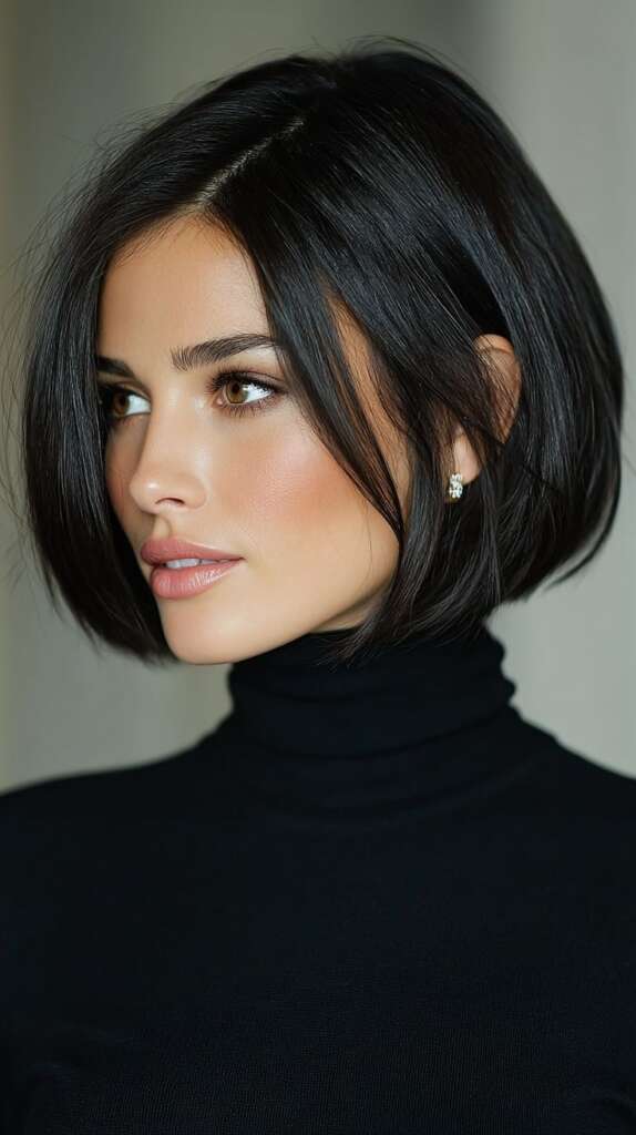 Side-part french bob haircut