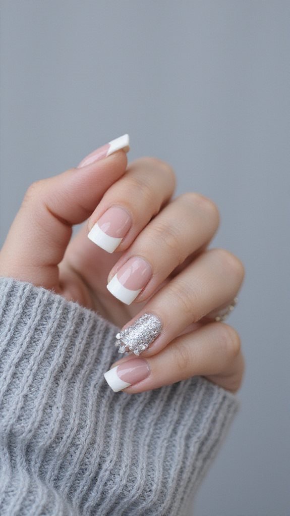Frosty White French winter nail manicure