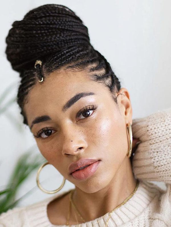 Fulani Braids Styled into a High Bun Fulani braids hairstyle