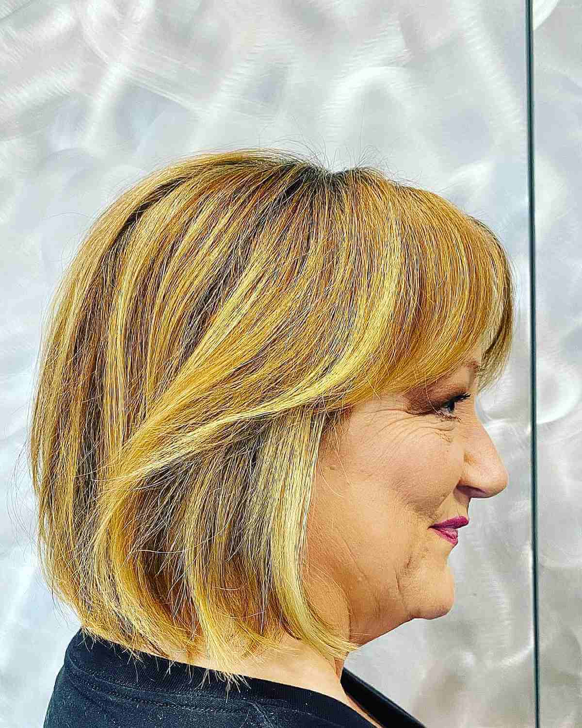 Golden blonde razored bob bob haircut