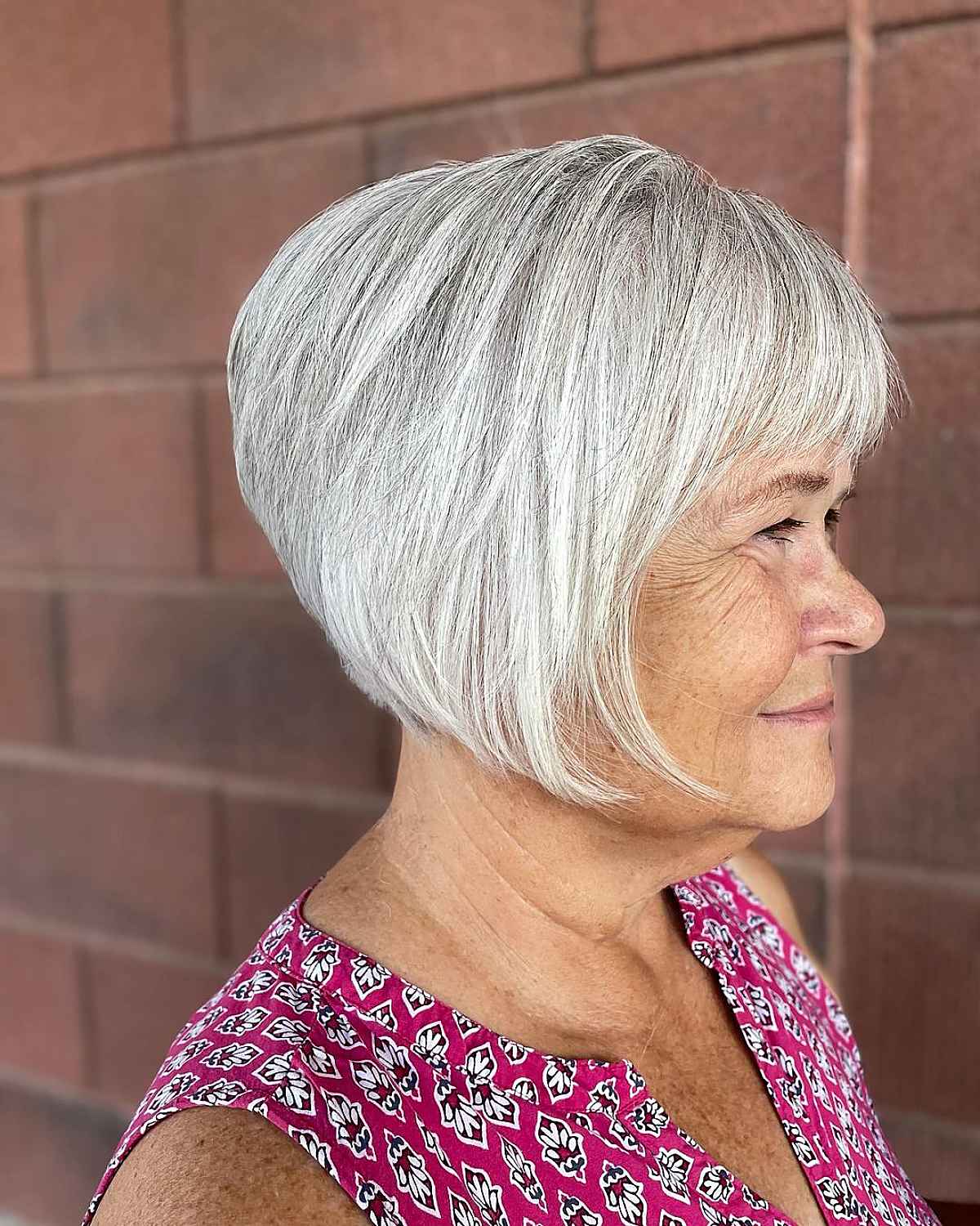 Graduated bob with stacked back haircut for women over 60
