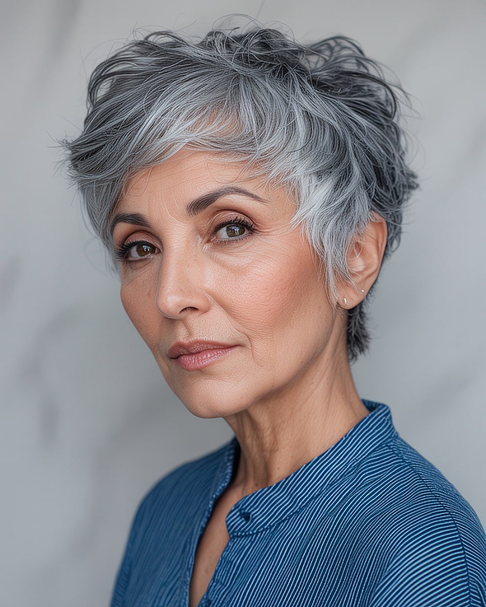 Gray pixie with bold black lowlights