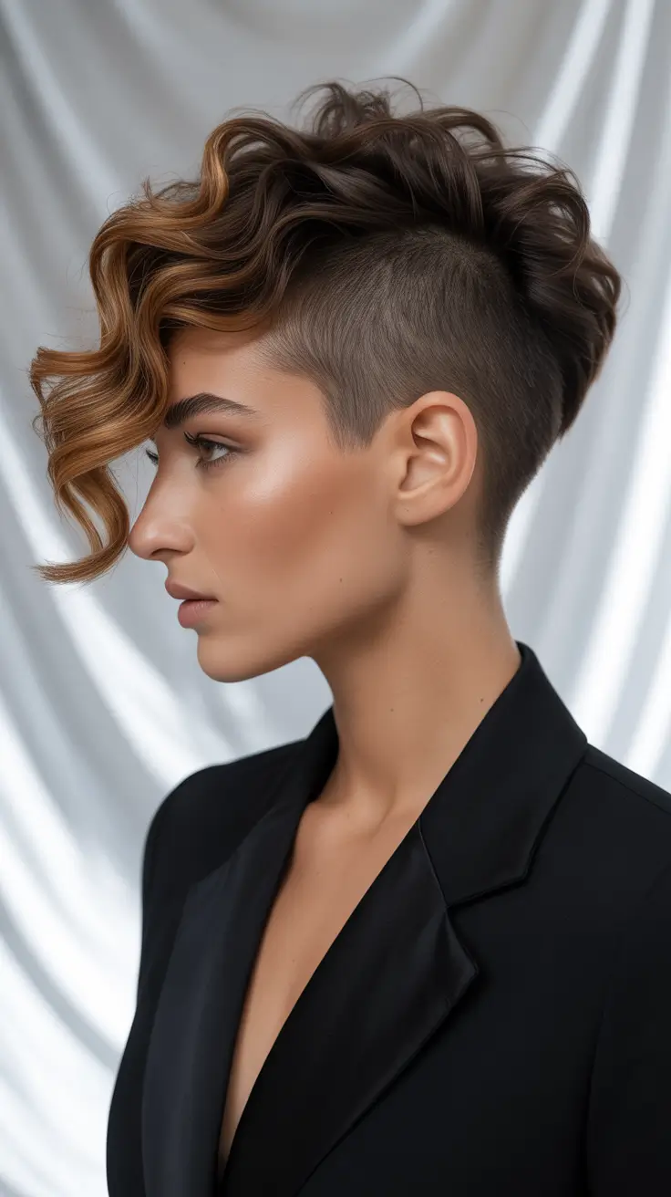 Long sculpted waves with curtain movement around the face