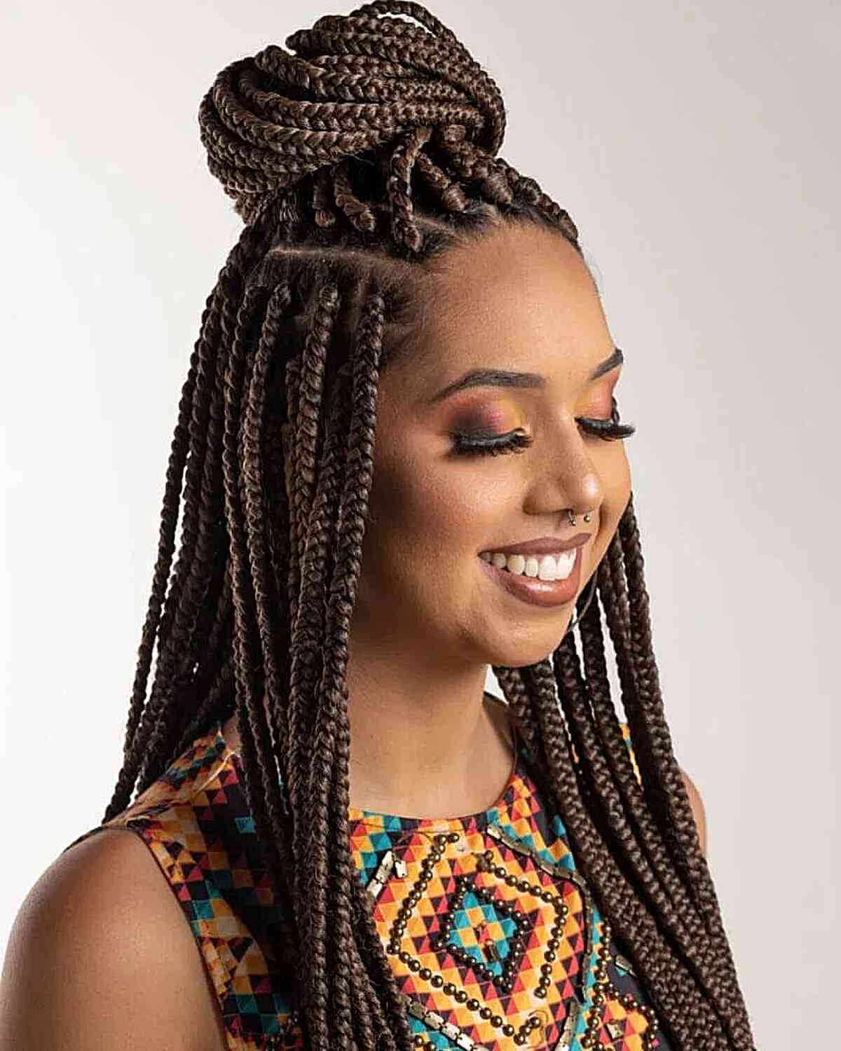 Half-up half-down box braids hairstyle