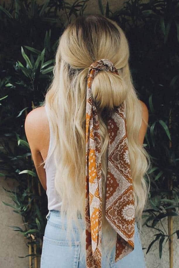 Half-up half-down bun hairstyle