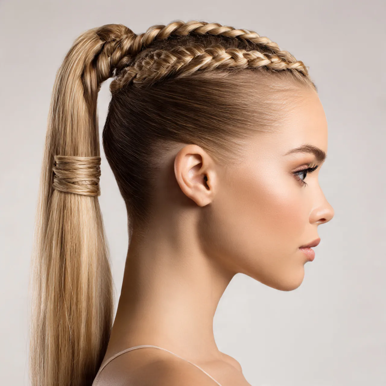 High Braided Ponytail pool hairstyle