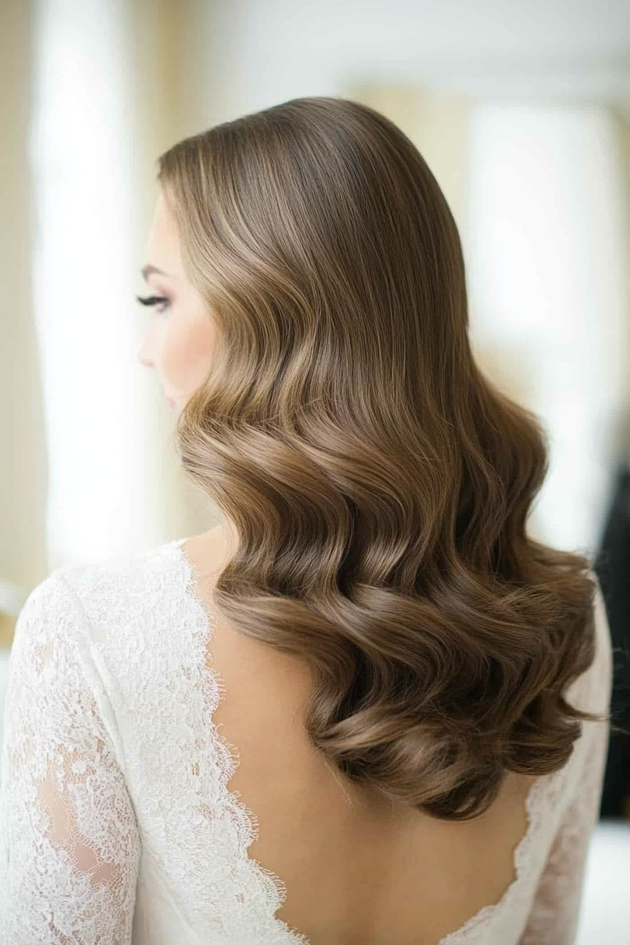 Long layered Hollywood waves