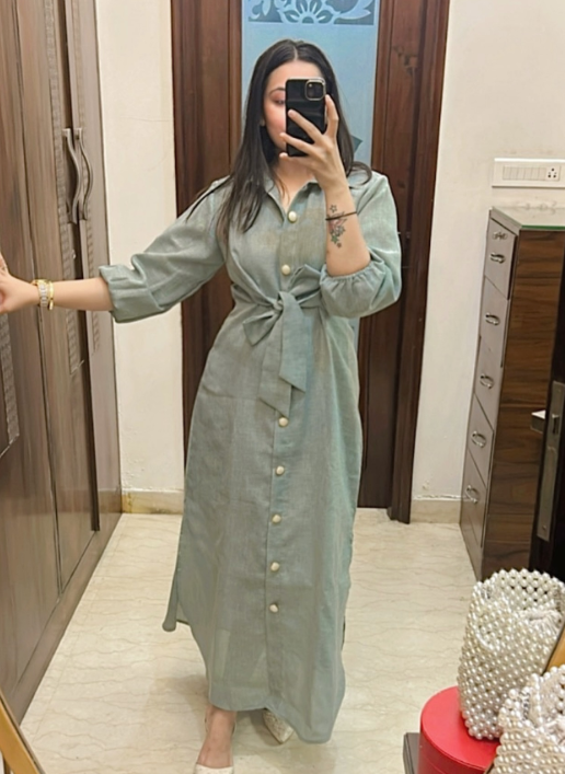 Shirt Dress with a Waist Tie casual church outfit