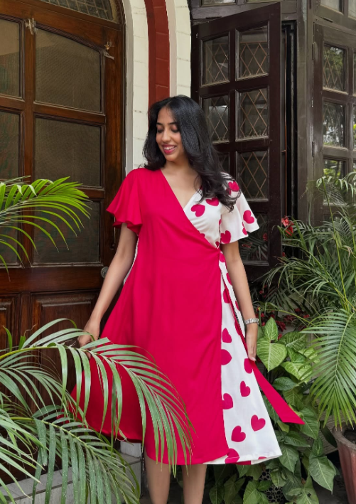 Printed Wrap Dress with a Modest Neckline casual church outfit