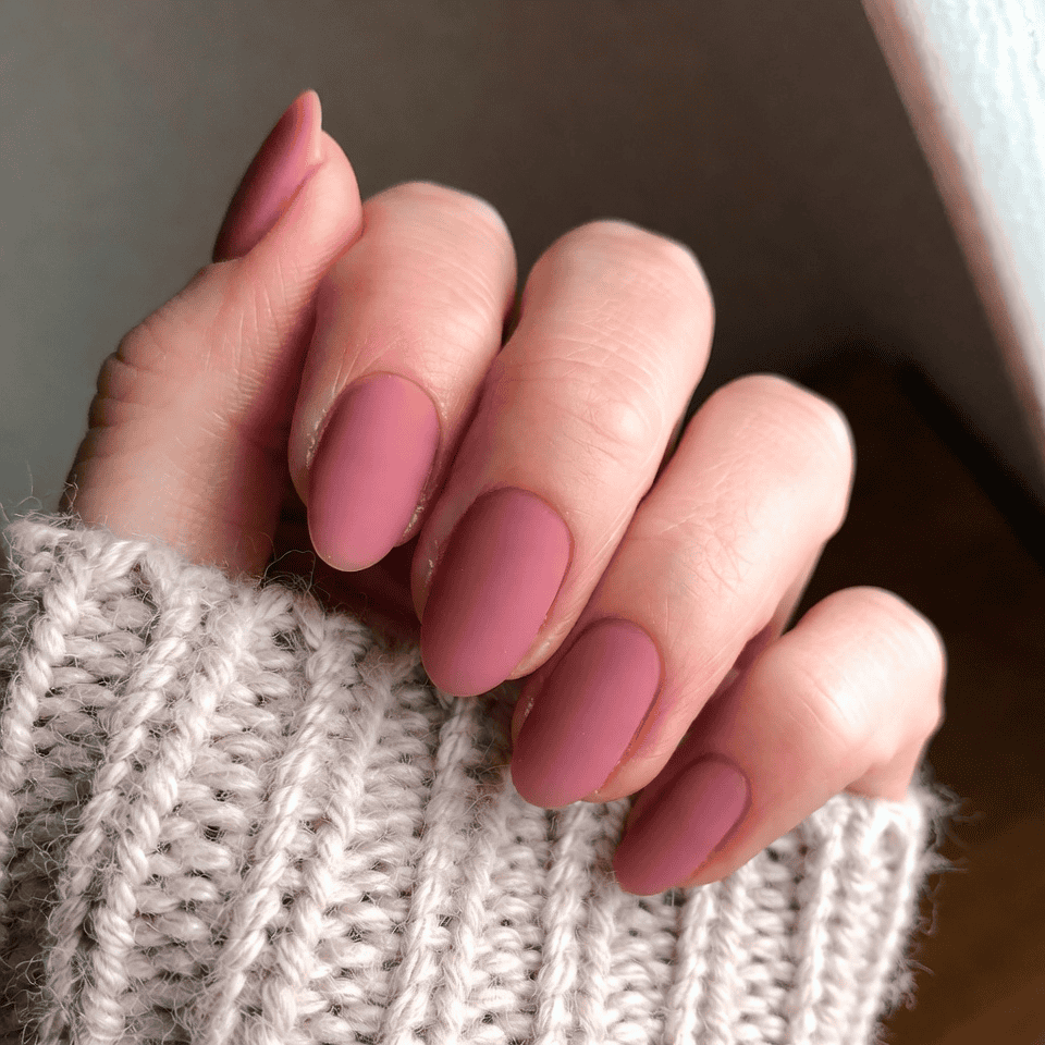 Dusty Rose Matte winter nail manicure