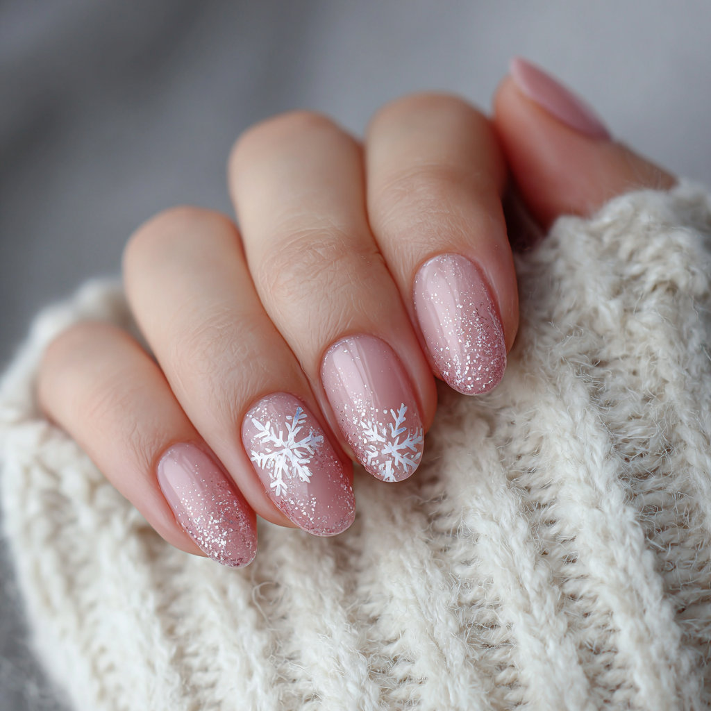 Modern French Twist winter nail manicure
