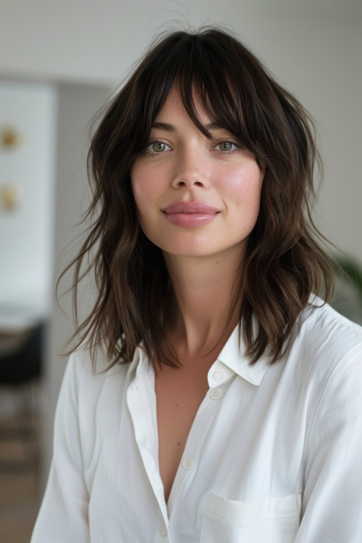 Wavy Choppy Bob with Soft Bangs for Medium-Thick Hair layered bob haircut