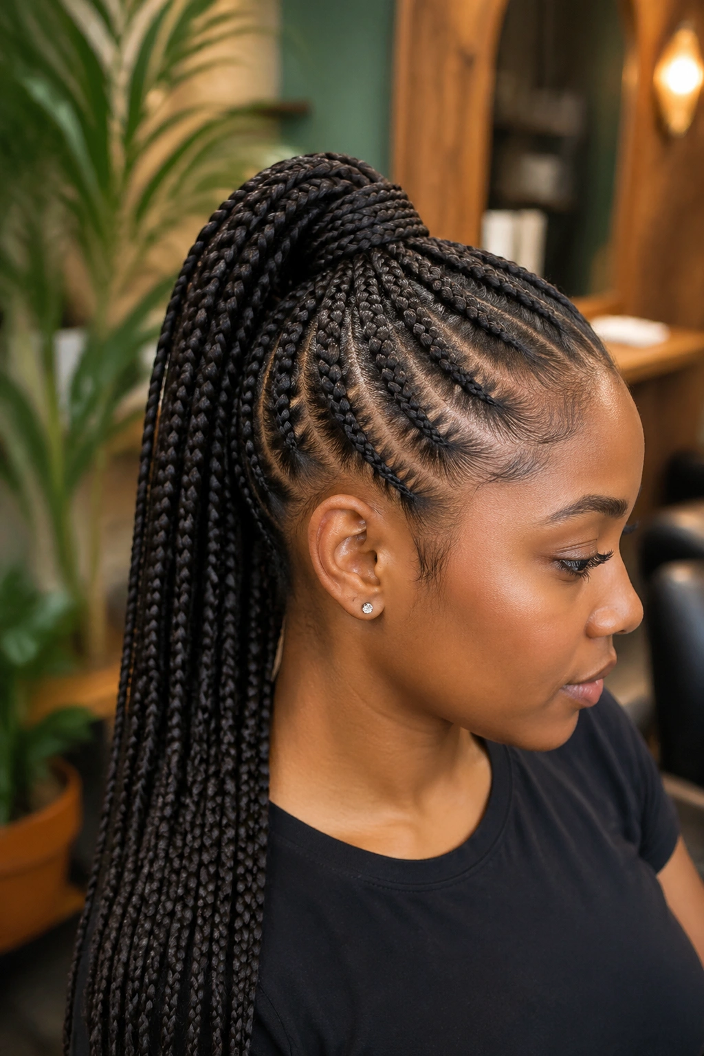 Knotless Braids in a High Ponytail inspiration photo
