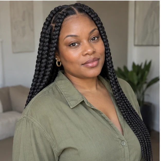 Large knotless braids with clean square parts