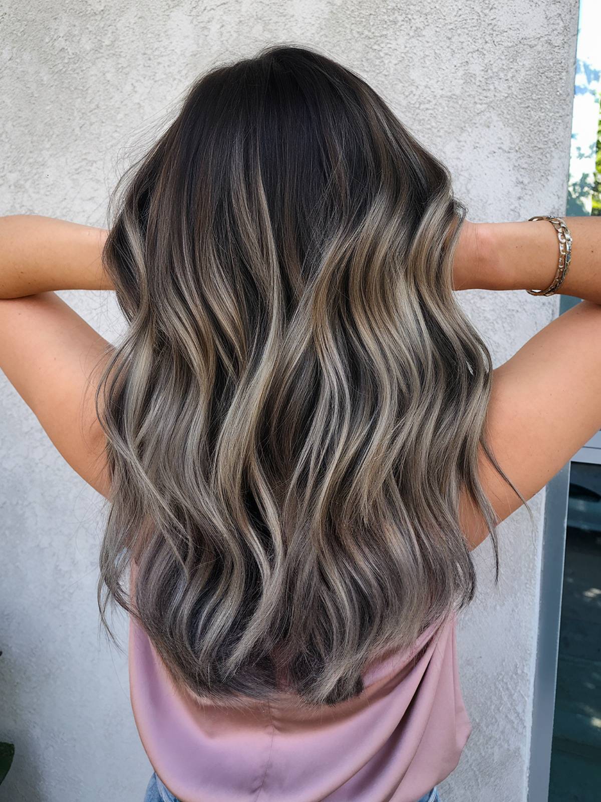 Cool ash-brown balayage with soft contrast